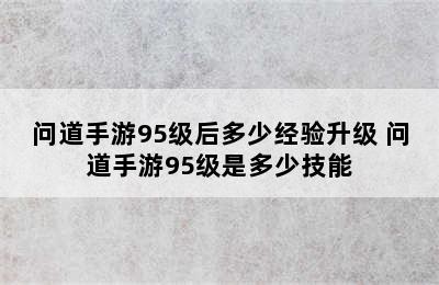 问道手游95级后多少经验升级 问道手游95级是多少技能